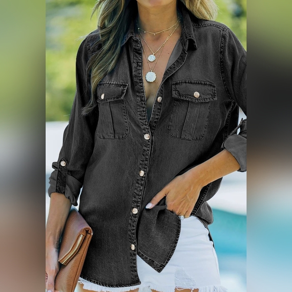 Denim Daydream Buttoned Shirt - Black - Picture 4 of 8